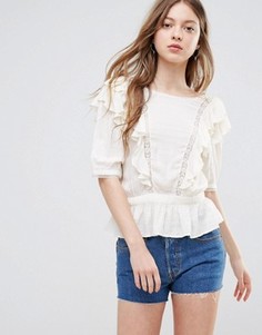 Топ с оборками и баской по краю Vero Moda - Кремовый