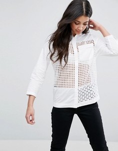 Рубашка с вышивкой ришелье Neon Rose - Белый