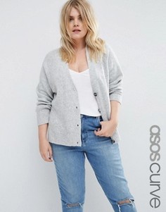 Кардиган с добавлением шерсти ASOS CURVE - Серый