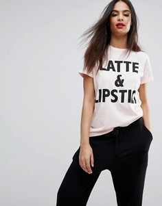 Футболка с принтом Latte &amp; Lipstick Boohoo - Розовый