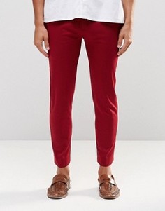 Красные укороченные супероблегающие брюки из хлопкового сатина ASOS - Красный