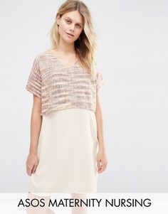 Цельнокройное платье для беременных и кормящих из фактурной ткани ASOS Maternity - Мульти