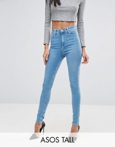 Выбеленные джинсы скинни с завышенной талией ASOS TALL Ridley Anais - Синий