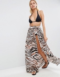 Пляжная юбка-саронг с принтом зебры ASOS - Мульти