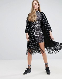 Бархатное кимоно с блестящими звездами Jaded London - Черный
