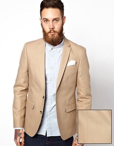 Приталенный пиджак из хлопка ASOS - Stone