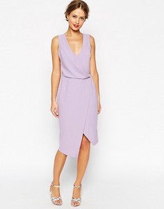 Платье с драпированным передом и решетчатой спинкой ASOS WEDDING - Черный