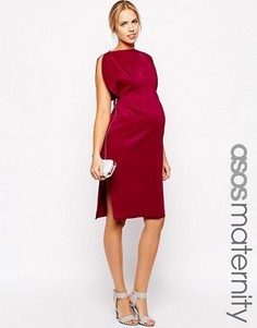 Платье миди для беременных с отворотами на рукавах ASOS Maternity - Красный