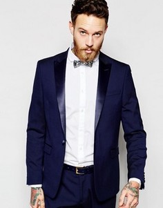 Темно-синий пиджак узкого кроя ASOS - Синий