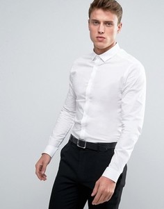 Белая рубашка скинни с длинными рукавами ASOS - Белый