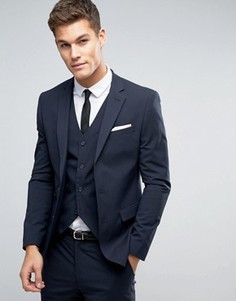 Темно-синий эластичный пиджак слим ASOS - Темно-синий