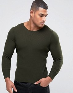 Джемпер цвета хаки в рубчик ASOS - Зеленый