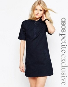 Платье-рубашка с закругленным низом ASOS PETITE - Синий