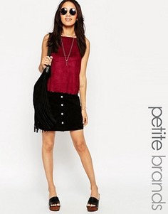 Замшевая юбка на пуговицах New Look Petite - Черный