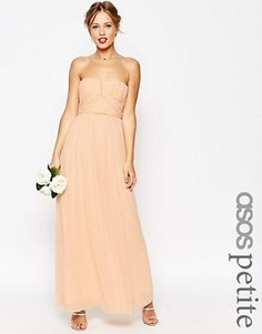 Платье макси с присборенным лифом‑бандо ASOS PETITE WEDDING - Розовый