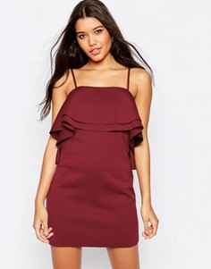 Платье мини на бретельках с ярусными оборками ASOS - Красный