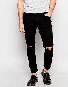 Черные джинсы скинни с дырками на коленях Hoxton Denim - Черный