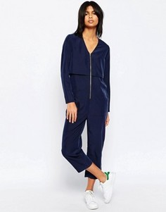 Двухслойный комбинезон с молнией спереди ASOS - Темно-синий