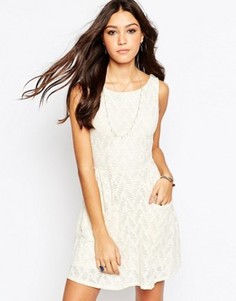Кружевное платье мини чайного цвета Free People - Кремовый