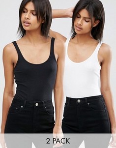 2 боди в рубчик ASOS - Скидка 15 - Черный