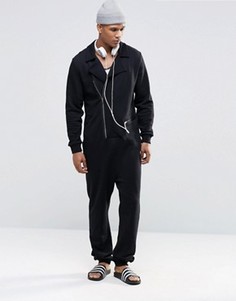 Комбинезон с эффектом байкерской куртки ASOS - Черный