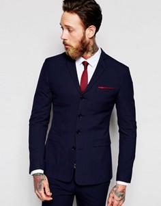 Супероблегающий темно-синий пиджак с четырьмя пуговицами ASOS - Темно-синий