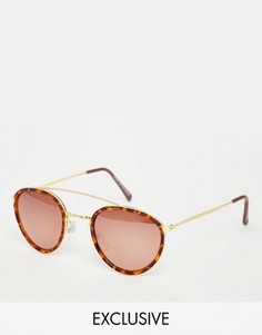 Круглые солнцезащитные очки с металлической планкой Hindsight Vintage Timms - Коричневый