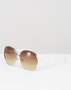 Солнцезащитные оversize-очки в стиле 70-х с белыми вставками в уголках ASOS - Белый