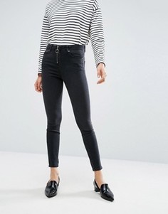 Черные джинсы скинни на молнии спереди ASOS RIDLEY - Черный