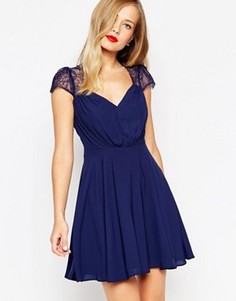 Кружевное платье мини ASOS Kate - Темно-синий