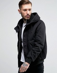 Черная куртка с капюшоном на подкладке Borg ASOS - Черный