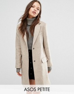 Полушерстяное пальто слим ASOS PETITE - Черный