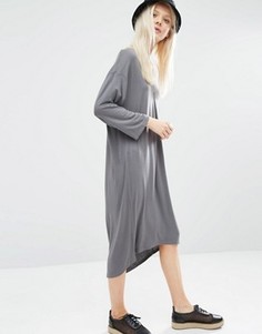 Трикотажное платье со складками спереди Monki - Серый