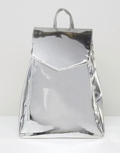 Рюкзак из блестящей ткани цвета металлик ASOS - Серебряный