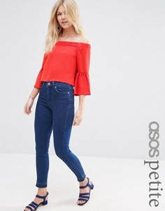 Топ с открытыми плечами и оборками на рукавах ASOS PETITE - Черный