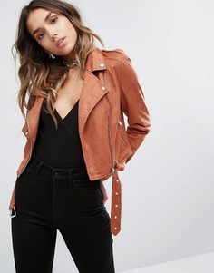 Байкерская куртка из искусственной замши Missguided - Оранжевый