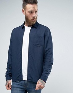 Рубашка на молнии с добавлением льна ASOS - Темно-синий