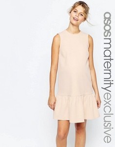 Цельнокройное платье с баской для беременных ASOS Maternity - Розовый