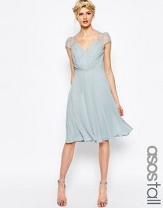 Кружевное платье миди ASOS TALL Kate - Серый