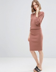 Трикотажное платье 2 в 1 ASOS - Stone