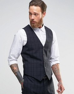 Жилет зауженного кроя в клетку ASOS - Темно-синий