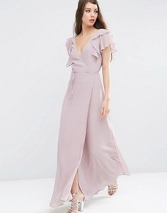 Платье макси с запахом и оборками ASOS - Фиолетовый