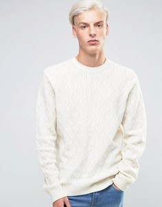 Обогащенный овечьей шерстью джемпер с косами ASOS - Белый