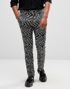 Черно-белые супероблегающие строгие брюки из фактурной ткани ASOS - Черный