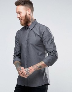 Строгая рубашка слим из эластичной ткани в клеточку HUGO By Hugo Boss - Серый
