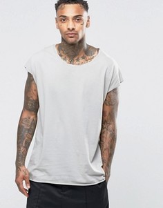 Серая oversize‑футболка без рукавов с овальным вырезом ASOS - Серый
