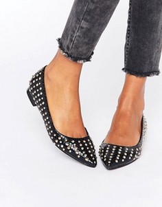 Остроносые балетки с заклепками ASOS LASER - Черный