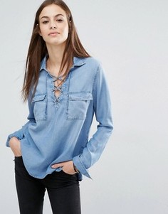 Сверхмягкая джинсовая рубашка со шнуровкой Abercrombie &amp; Fitch - Синий