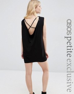 Платье без рукавов с драпировкой и лямками сзади ASOS PETITE - Черный