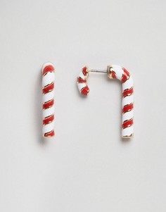 Двусторонние серьги с дизайном в виде карамельной трости ASOS Christmas - Мульти